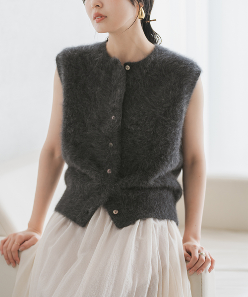 セール】FOX/Caファーニットフロントボタンベスト（ベスト）｜NOBLE