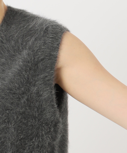 NOBLE FOX/Caファーニットフロントボタンベスト　グレー ノーブル NOBLE FOX/Caファーニットフロントボタンベスト （グレー