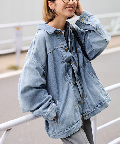 FRAMeWORK（フレームワーク）の「≪追加≫エクストララージデニムジャケット（デニムジャケット・レディース・グレー/ブルー/ベージュ・FREE）」の17枚目の写真