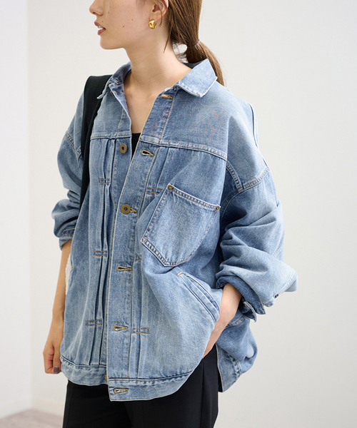 FRAMeWORK（フレームワーク）の「≪追加≫エクストララージデニムジャケット（デニムジャケット・レディース・グレー/ブルー/ベージュ・FREE）」の9枚目の写真