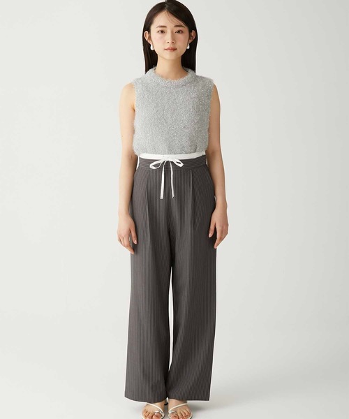 Drawer ストライプドロストパンツ　34 ラメ ストライプ ドロスト パンツ