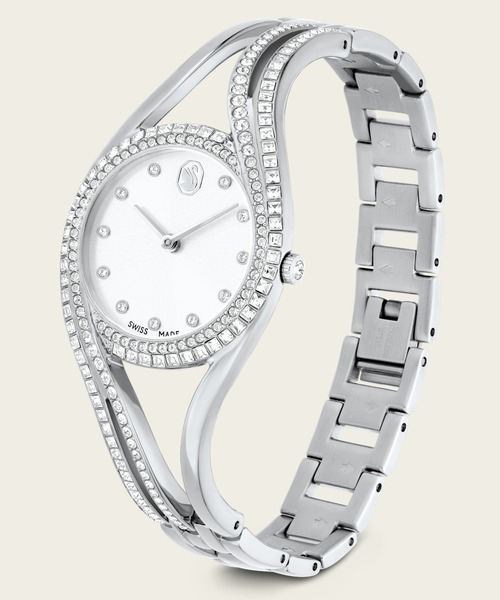 SWAROVSKI（スワロフスキー）の「【公式】【スワロフスキー】Hyperbola バングルウォッチ, スイス製, シルバートーン, ステンレス鋼（アナログ腕時計・レディース・ホワイト・ONESIZE）」の4枚目の写真