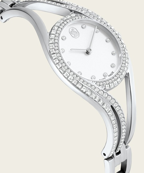 SWAROVSKI（スワロフスキー）の「【公式】【スワロフスキー】Hyperbola バングルウォッチ, スイス製, シルバートーン, ステンレス鋼（アナログ腕時計・レディース・ホワイト・ONESIZE）」の7枚目の写真