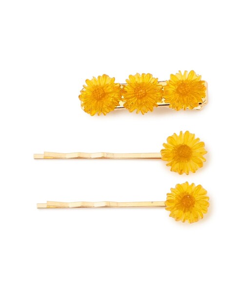 BEAMS BOY（ビームスボーイ）の「【1/15再値下げ】レトロ フラワー ヘアピン 3セット（ヘアピン・レディース・グレー/サックスブルー/ホワイト系その他7/イエロー・ONE SIZE）」の4枚目の写真