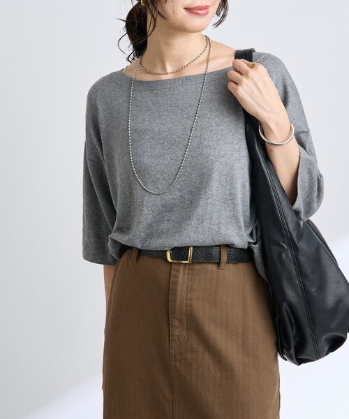 RIVE DROITE(リヴドロワ)の「【MONN.:. (モン)】LOOSE KNIT Tee(ニット/セーター・レディース・ブラック/グレー・FREE)」の1枚目の写真