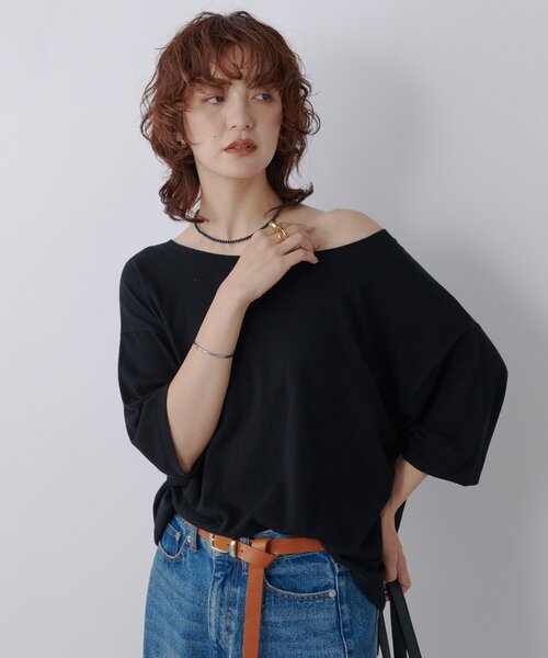 RIVE DROITE(リヴドロワ)の「【MONN.:. (モン)】LOOSE KNIT Tee(ニット/セーター・レディース・ブラック/グレー・FREE)」の5枚目の写真