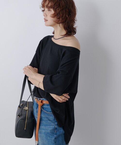 RIVE DROITE(リヴドロワ)の「【MONN.:. (モン)】LOOSE KNIT Tee(ニット/セーター・レディース・ブラック/グレー・FREE)」の6枚目の写真