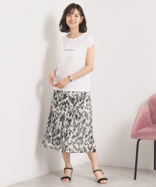 ITS'DEMO（イッツデモ）の「【手洗い可／後ろウエストゴム】ラメスト単色花柄スカート（スカート・レディース・ブラック系/ダークブラウン系/ホワイト系3・00）」の10枚目の写真