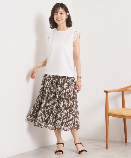 ITS'DEMO（イッツデモ）の「【手洗い可／後ろウエストゴム】ラメスト単色花柄スカート（スカート・レディース・ブラック系/ダークブラウン系/ホワイト系3・00）」の20枚目の写真