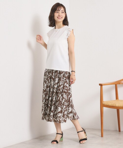 ITS'DEMO（イッツデモ）の「【手洗い可／後ろウエストゴム】ラメスト単色花柄スカート（スカート・レディース・ブラック系/ダークブラウン系/ホワイト系3・00）」の16枚目の写真