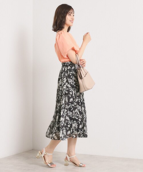 ITS'DEMO（イッツデモ）の「【手洗い可／後ろウエストゴム】ラメスト単色花柄スカート（スカート・レディース・ブラック系/ダークブラウン系/ホワイト系3・00）」の14枚目の写真