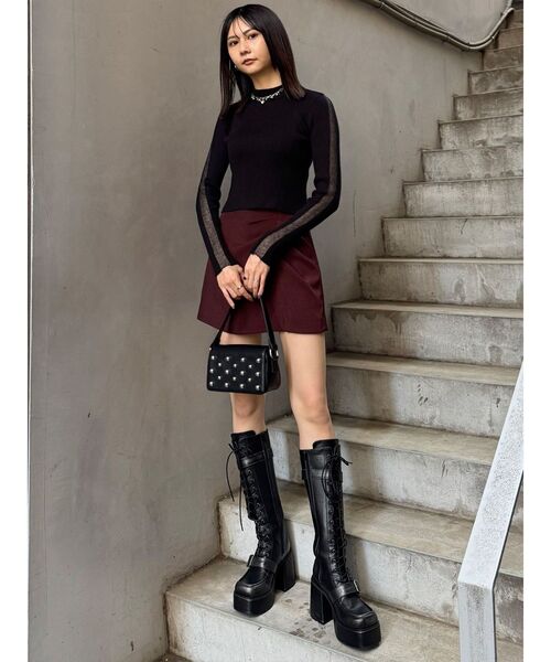 MURUA（ムルーア）の「スタッズワンハンドルバッグ（ハンドバッグ・レディース・ブラック/ボルドー・FREE）」の16枚目の写真