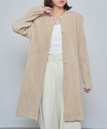 Gongdid Design（ゴンディッドデザイン）の「【Gongdid Design】25AW新作 Medium length pleated coat プリーツノーカラーコート（ノーカラーコート）」
