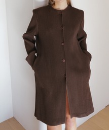 Gongdid Design（ゴンディッドデザイン）の「【Gongdid Design】25AW新作 Medium length pleated coat プリーツノーカラーコート（ノーカラーコート）」