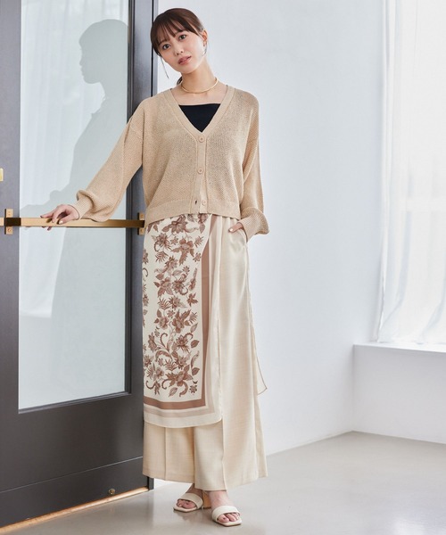 Andemiu（アンデミュウ）の「リネンコンメッシュカーディガン577904（カーディガン/ボレロ・レディース・ブラック/ベージュ/オフホワイト/レッド・FREE）」の7枚目の写真