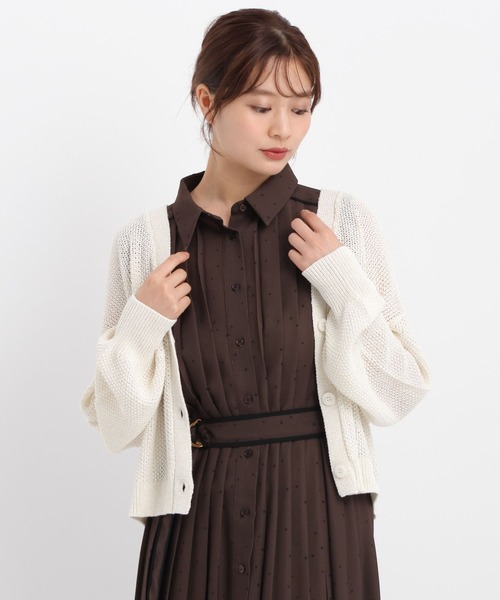 Andemiu（アンデミュウ）の「リネンコンメッシュカーディガン577904（カーディガン/ボレロ・レディース・ブラック/ベージュ/オフホワイト/レッド・FREE）」の22枚目の写真