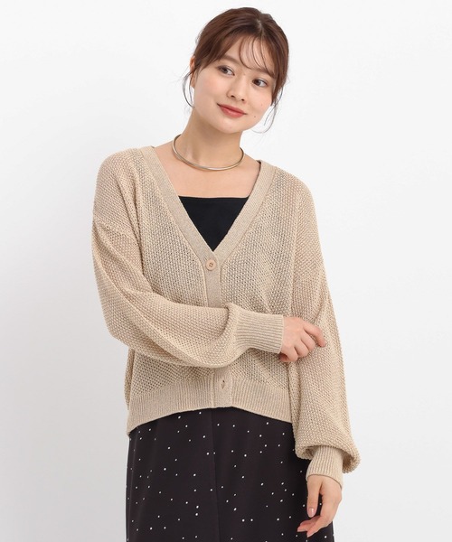 Andemiu（アンデミュウ）の「リネンコンメッシュカーディガン577904（カーディガン/ボレロ・レディース・ブラック/ベージュ/オフホワイト/レッド・FREE）」の21枚目の写真