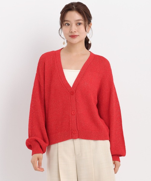 Andemiu（アンデミュウ）の「リネンコンメッシュカーディガン577904（カーディガン/ボレロ・レディース・ブラック/ベージュ/オフホワイト/レッド・FREE）」の19枚目の写真