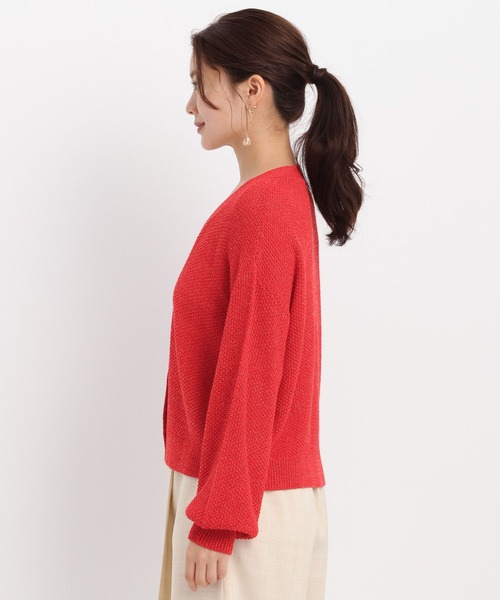 Andemiu（アンデミュウ）の「リネンコンメッシュカーディガン577904（カーディガン/ボレロ・レディース・ブラック/ベージュ/オフホワイト/レッド・FREE）」の18枚目の写真