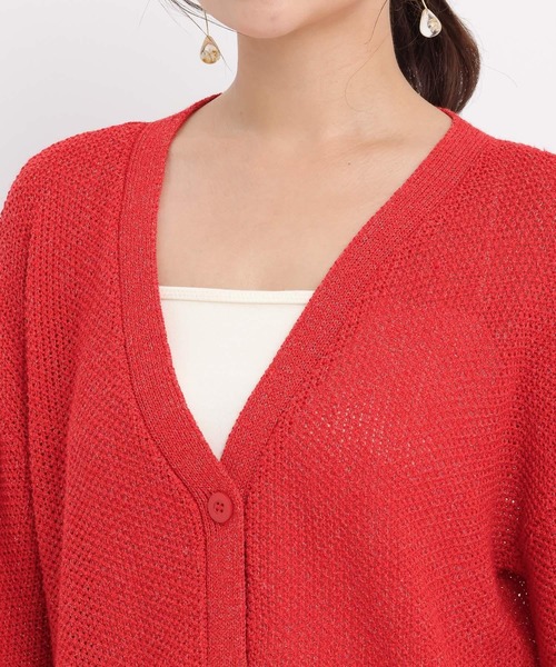 Andemiu（アンデミュウ）の「リネンコンメッシュカーディガン577904（カーディガン/ボレロ・レディース・ブラック/ベージュ/オフホワイト/レッド・FREE）」の16枚目の写真