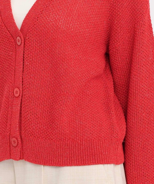 Andemiu（アンデミュウ）の「リネンコンメッシュカーディガン577904（カーディガン/ボレロ・レディース・ブラック/ベージュ/オフホワイト/レッド・FREE）」の14枚目の写真