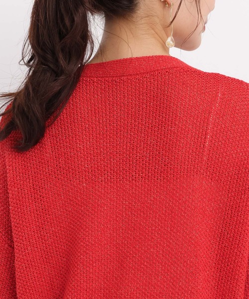 Andemiu（アンデミュウ）の「リネンコンメッシュカーディガン577904（カーディガン/ボレロ・レディース・ブラック/ベージュ/オフホワイト/レッド・FREE）」の13枚目の写真