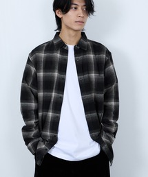 NAVY | 【ユニセックス】Soft Flannel Plaid Shirt Casual Checkered Long Sleeveソフトフランネルチェックシャツ(シャツ/ブラウス)