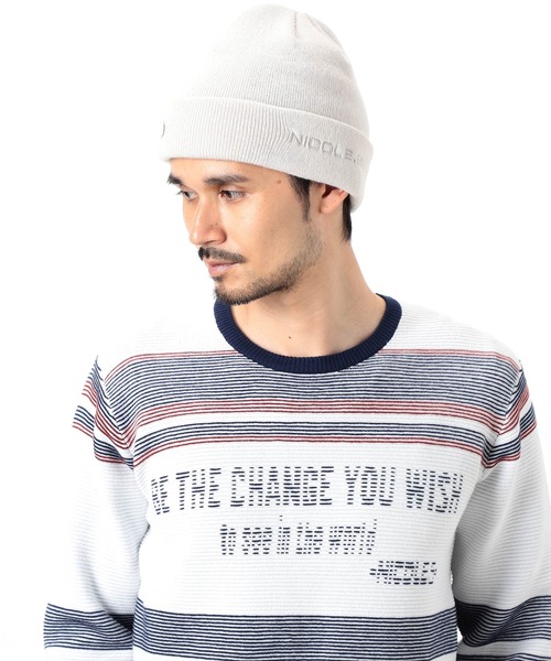 NICOLE CLUB FOR MEN（ニコルクラブフォーメン）の「【NICOLE SPORTS】刺繍ロゴニットワッチ（ニットキャップ/ビーニー・メンズ・オフホワイト/ブラック/グレー・FREE）」の4枚目の写真