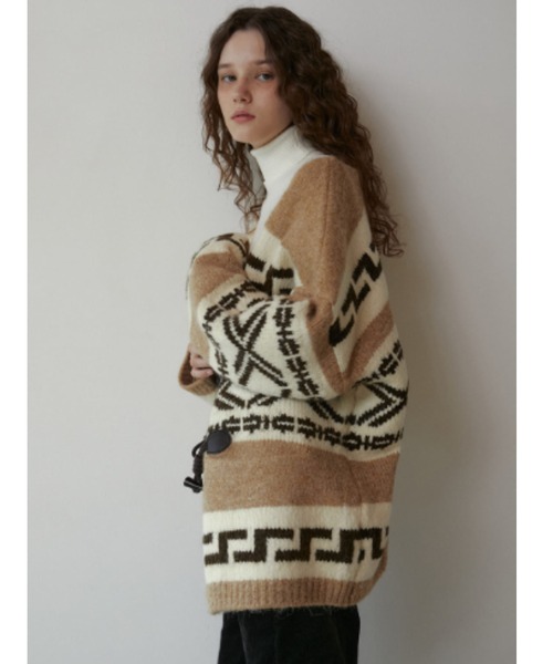 GREEN BUTTER（グリーンバター）の「ALPACA DUFFLE CARDIGAN（ニット/セーター・レディース・ベージュ・FREE）」の3枚目の写真