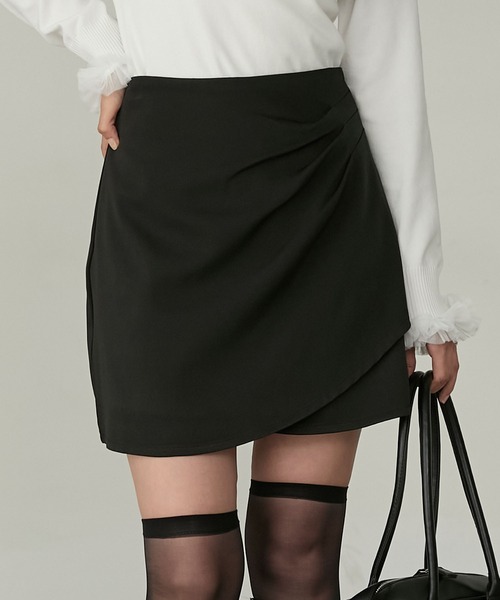 Cherir Mignon(シェリルミニョン)の「【Cherir Mignon】- Silhouette Couture -インパン付き ドレープタックミニスカート(スカート・レディース・チャコールグレー/ブラック・S/M)」の9枚目の写真