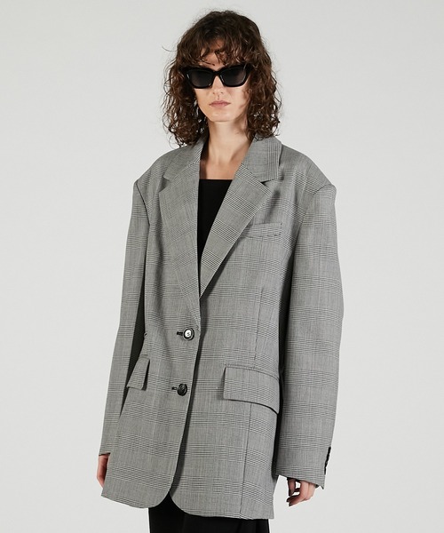 PRANK PROJECT(プランクプロジェクト)の「ベルテッドジャケット / Belted Jacket(テーラードジャケット・レディース・チャコールグレー/ブラック/マルチ・FREE)」の4枚目の写真