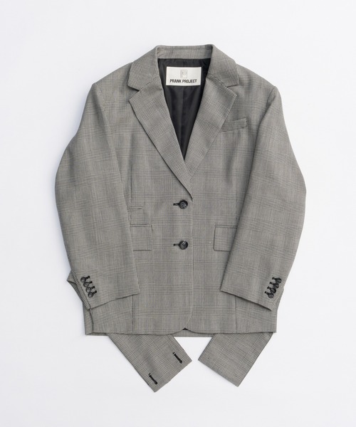 PRANK PROJECT(プランクプロジェクト)の「ベルテッドジャケット / Belted Jacket(テーラードジャケット・レディース・チャコールグレー/ブラック/マルチ・FREE)」の14枚目の写真