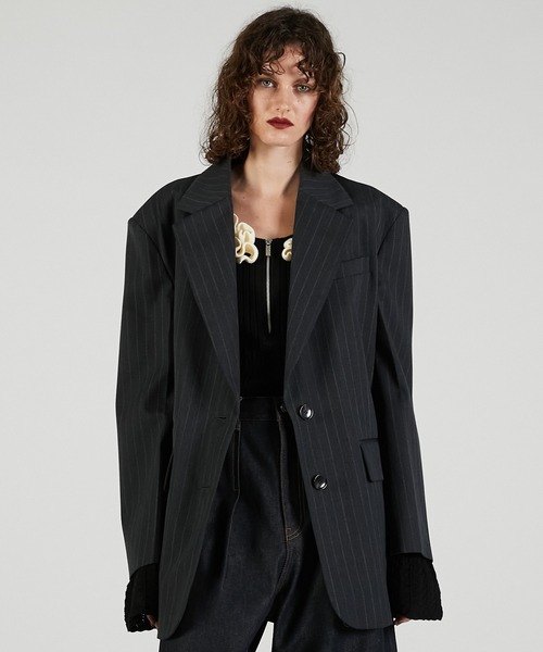 PRANK PROJECT(プランクプロジェクト)の「ベルテッドジャケット / Belted Jacket(テーラードジャケット・レディース・チャコールグレー/ブラック/マルチ・FREE)」の11枚目の写真