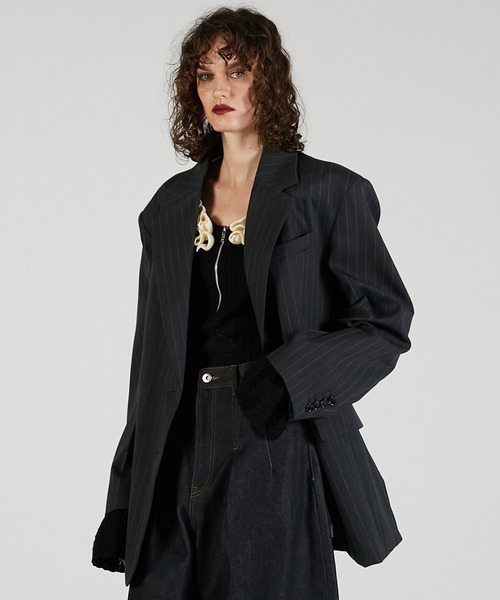 PRANK PROJECT(プランクプロジェクト)の「ベルテッドジャケット / Belted Jacket(テーラードジャケット・レディース・チャコールグレー/ブラック/マルチ・FREE)」の12枚目の写真