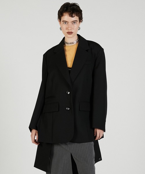 PRANK PROJECT(プランクプロジェクト)の「ベルテッドジャケット / Belted Jacket(テーラードジャケット・レディース・チャコールグレー/ブラック/マルチ・FREE)」の7枚目の写真