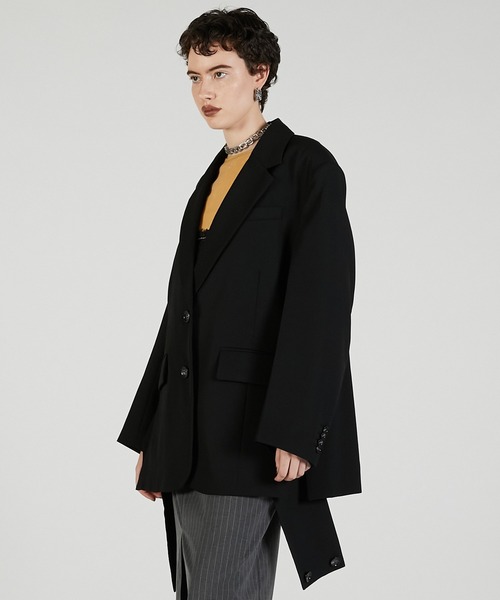 PRANK PROJECT(プランクプロジェクト)の「ベルテッドジャケット / Belted Jacket(テーラードジャケット・レディース・チャコールグレー/ブラック/マルチ・FREE)」の8枚目の写真