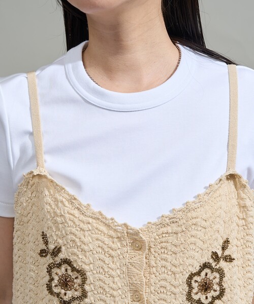 キャミソール 透かし編み ビーズ刺繍キャミソール ビスチェ FREAK'S STORE/透かし編み ビーズ刺繍キャミソール ビスチェ