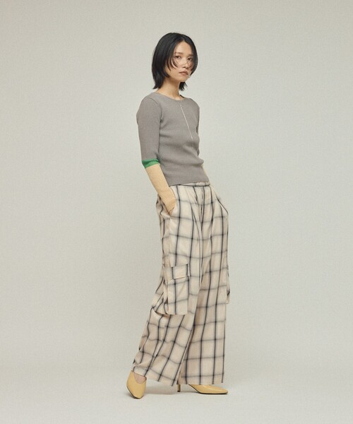 Firsthand（ファーストハンド）の「Firsthand/ファーストハンド オンブレーチェック イージーパンツ / パッチポケット ワイドイージーパンツ（その他パンツ・レディース・オフホワイト/ブラック・S/M）」の15枚目の写真