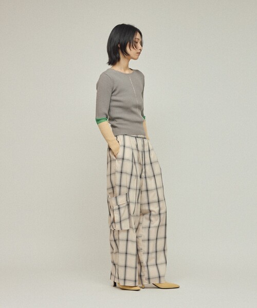 Firsthand（ファーストハンド）の「Firsthand/ファーストハンド オンブレーチェック イージーパンツ / パッチポケット ワイドイージーパンツ（その他パンツ・レディース・オフホワイト/ブラック・S/M）」の16枚目の写真