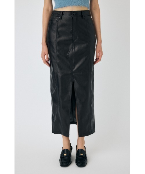 MOUSSY（マウジー）の「FAUX  LEATHER NARROW スカート（スカート・レディース・マジェンタ/ブラック・1/2）」の3枚目の写真