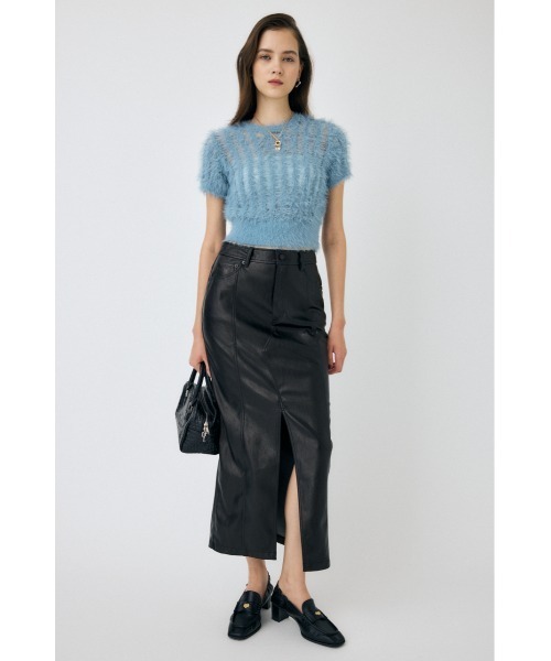 MOUSSY（マウジー）の「FAUX  LEATHER NARROW スカート（スカート・レディース・マジェンタ/ブラック・1/2）」の4枚目の写真