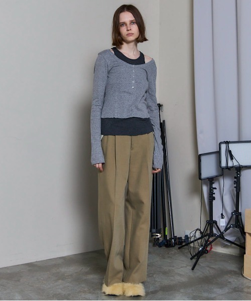 MAISON SPECIAL（メゾンスペシャル）の「Center Crease Straight Pants/センタープレスストレートパンツ■セットアップ対応■（スラックス・レディース・ベージュ/ブラック/グレー・38/36）」の8枚目の写真