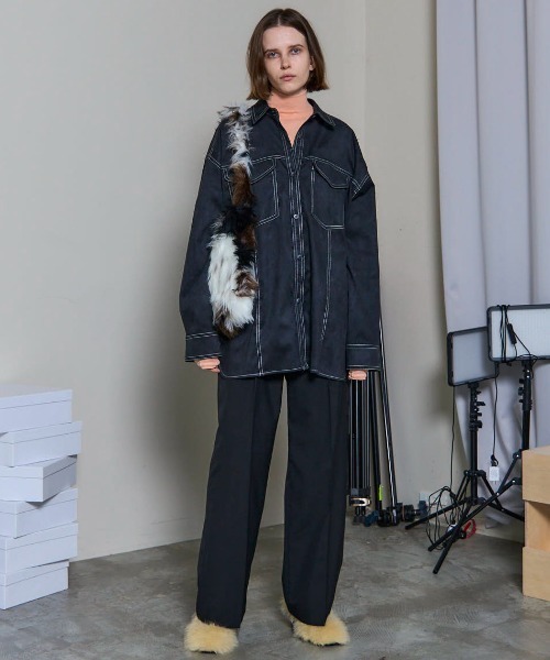 MAISON SPECIAL（メゾンスペシャル）の「Center Crease Straight Pants/センタープレスストレートパンツ■セットアップ対応■（スラックス・レディース・ベージュ/ブラック/グレー・38/36）」の5枚目の写真