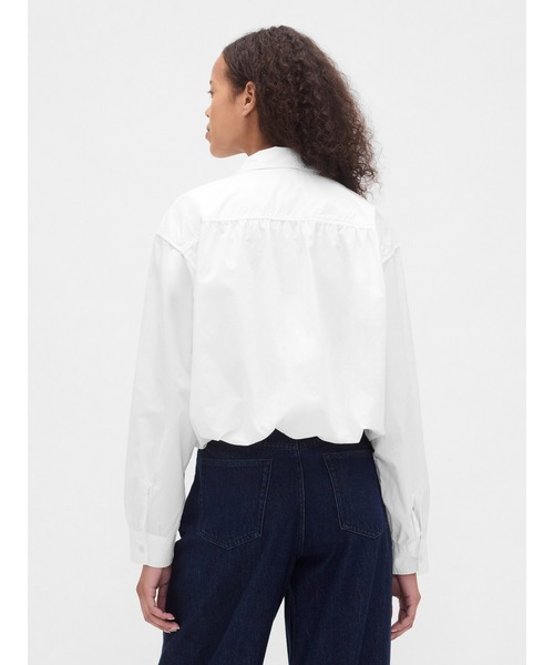 GAP（ギャップ）の「バブルヘム シャツ（シャツ/ブラウス・レディース・ホワイト×ネイビー/インディゴブルー/ホワイト・XS/S/M/L/XXS）」の18枚目の写真