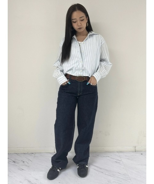 GAP（ギャップ）の「バブルヘム シャツ（シャツ/ブラウス・レディース・ホワイト×ネイビー/インディゴブルー/ホワイト・XS/S/M/L/XXS）」の8枚目の写真