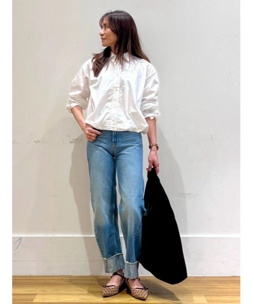 GAP（ギャップ）の「バブルヘム シャツ（シャツ/ブラウス・レディース・ホワイト×ネイビー/インディゴブルー/ホワイト・XS/S/M/L/XXS）」の5枚目の写真