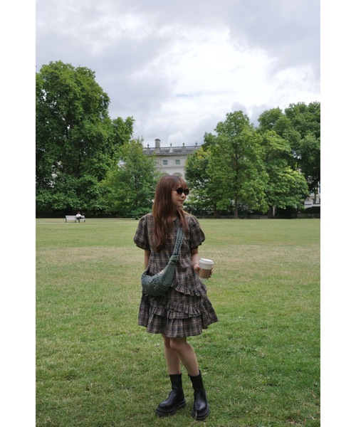 JUMELLE（ジュメロ）の「半袖チェックワンピース（ワンピース・レディース・ブラック・FREE）」の7枚目の写真