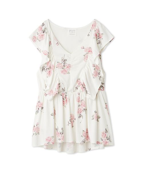 ハマ⭐️gelatopique 花柄ルームウェア ONE SIZE 中花柄カップインプルオーバー（ルームウェア/パジャマ