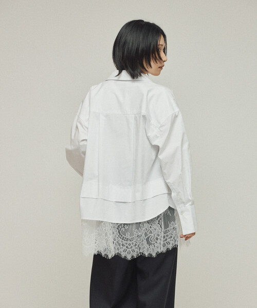 Firsthand（ファーストハンド）の「Firsthand/ファーストハンド オーバーサイズ レースレイヤード レギュラーカラーシャツ（シャツ/ブラウス・レディース・ブルー/ブラック/ホワイト・FREE）」の13枚目の写真