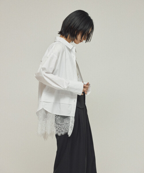 Firsthand（ファーストハンド）の「Firsthand/ファーストハンド オーバーサイズ レースレイヤード レギュラーカラーシャツ（シャツ/ブラウス・レディース・ブルー/ブラック/ホワイト・FREE）」の19枚目の写真